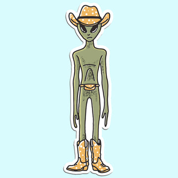 Alien Cowboy Sticker Decal