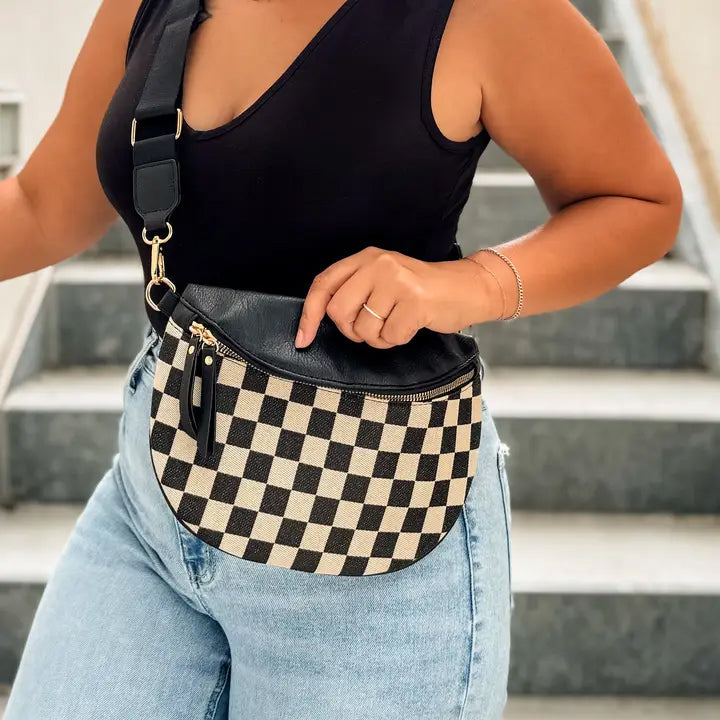 Checkered Crossbody Fanny Pack | Slim Card Holder | Wallet