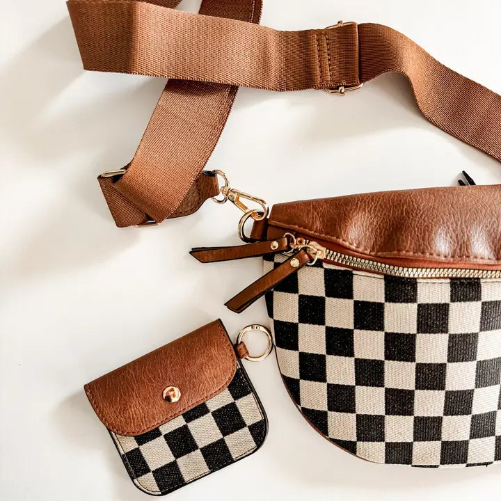 Checkered Crossbody Fanny Pack | Slim Card Holder | Wallet