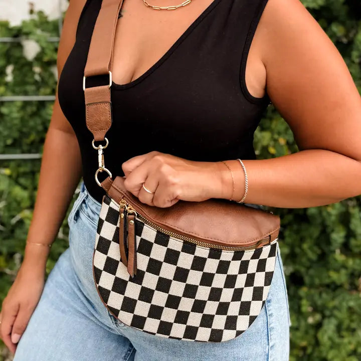 Checkered Crossbody Fanny Pack | Slim Card Holder | Wallet