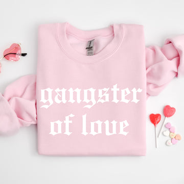 Gangster of Love Valentine's Crewneck Sweatshirt - PINK