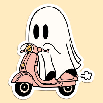 Ghost on Scooter Sticker Decal