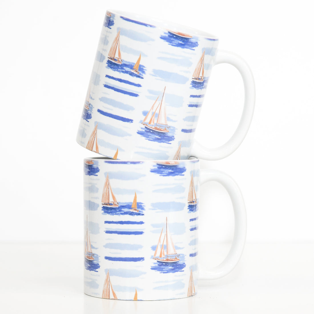 Watercolor Sailboat Large Sailboat Pattern Mug