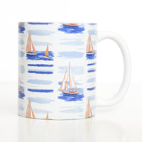 Watercolor Sailboat Large Sailboat Pattern Mug