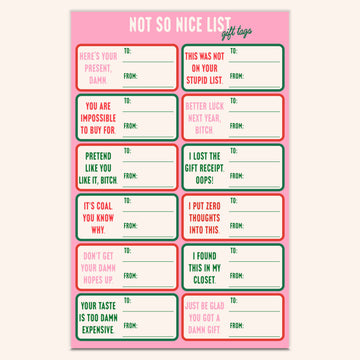 Snarky Christmas Gift Tag Sheet