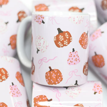 Floral Pumpkin Ceramic Mug