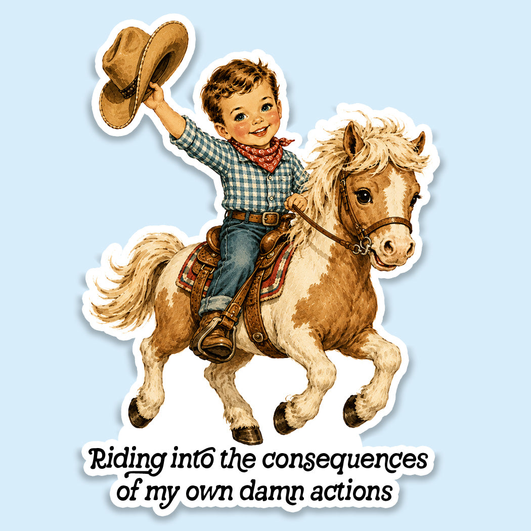 Riding Into the Consequences Sticker Decal