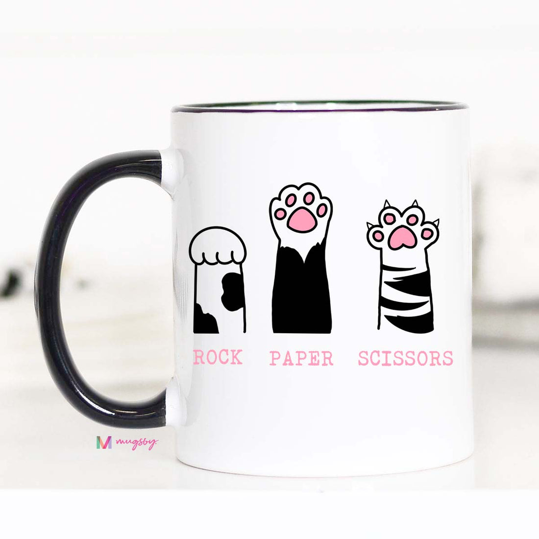 Rock Paper Scissors Cat FunnY Coffee Mug