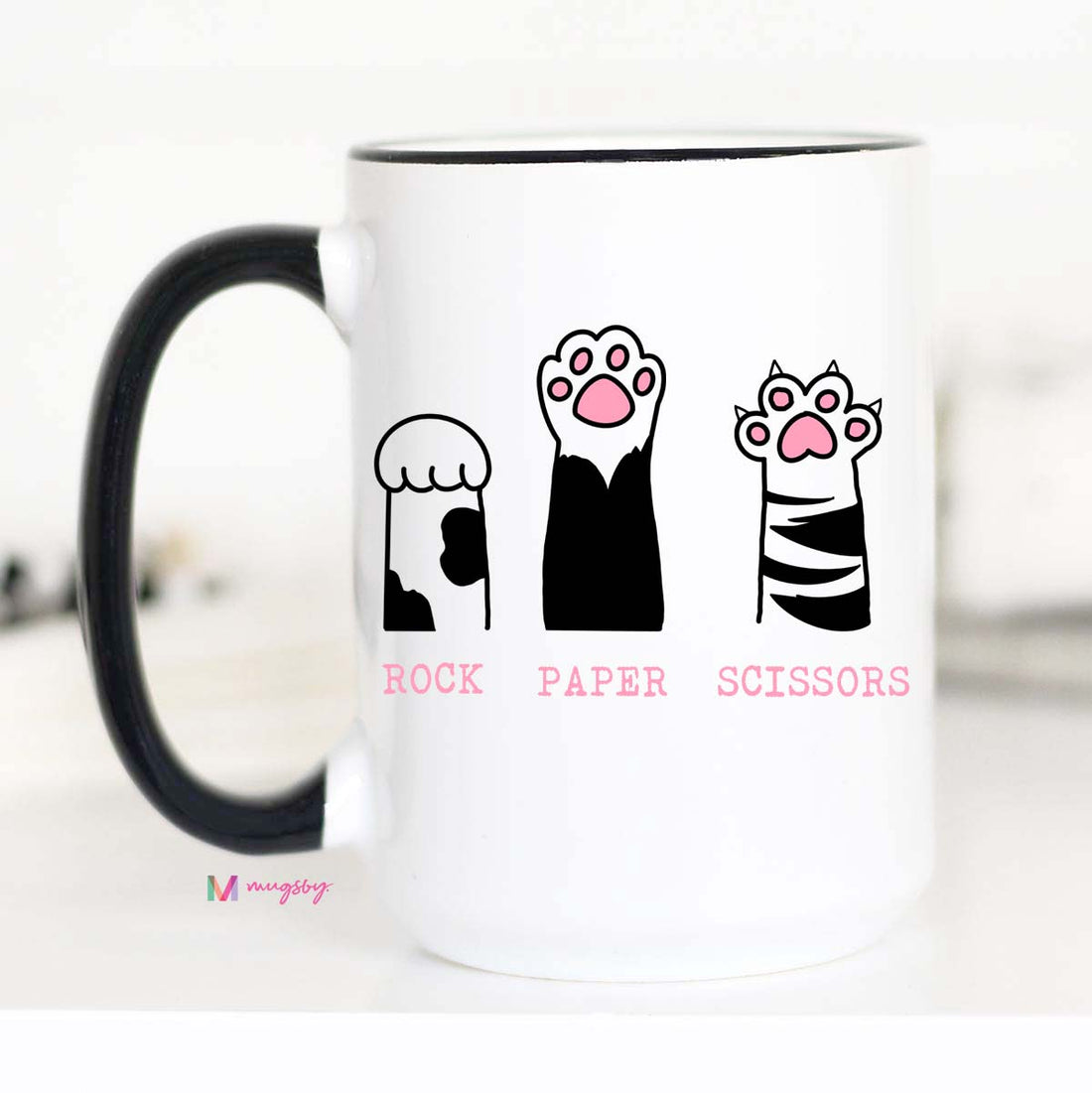 Rock Paper Scissors Cat FunnY Coffee Mug