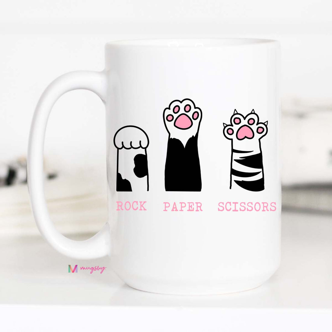 Rock Paper Scissors Cat FunnY Coffee Mug