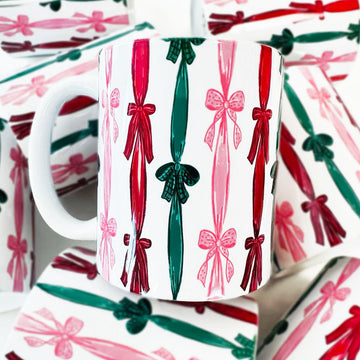 Christmas Bow Ribbon Ceramic Mug