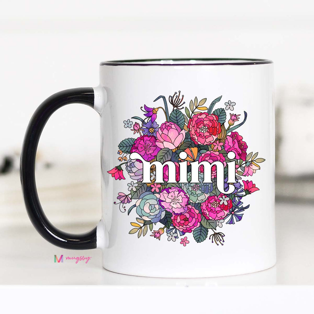 Personalized Name Floral Mug